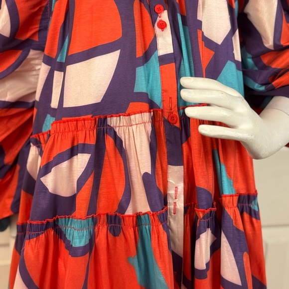 LOVE HICHLICHT Vibrant Multicolor Puff Sleeve Dress Size 3XL. C22 - Picture 6 of 13